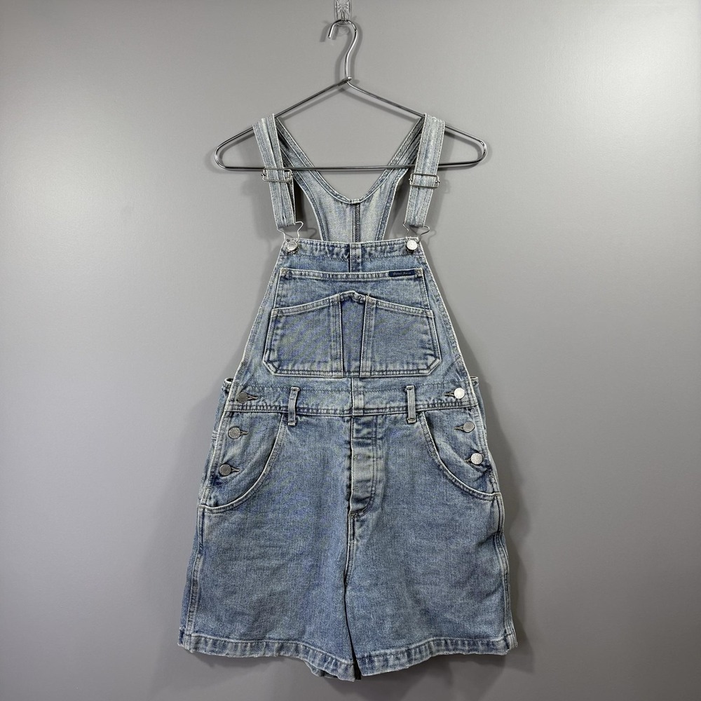 Guess Women's 3 Blue Denim Shortalls Adjustable Strap Casual Summer